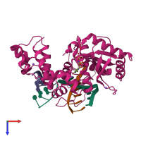 PDB entry 2pfo coloured by chain, top view.