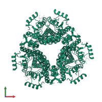 Carboxymuconolactone decarboxylase-like domain-containing protein in PDB entry 2pfx, assembly 1, front view.