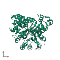 PDB entry 2pgf coloured by chain, front view.