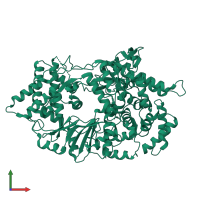PDB entry 2pgg coloured by chain, front view.