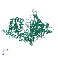 PDB entry 2pgg coloured by chain, top view.