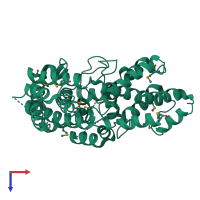 PDB entry 2pgs coloured by chain, top view.