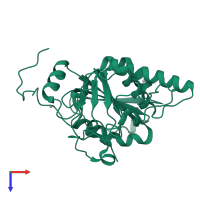 PDB entry 2pgv coloured by chain, top view.