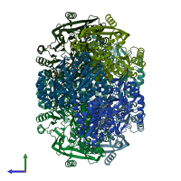 PDB entry 2pgw coloured by chain, side view.