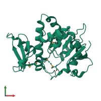 PDB entry 2pgx coloured by chain, front view.