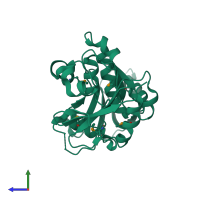 PDB entry 2pgx coloured by chain, side view.