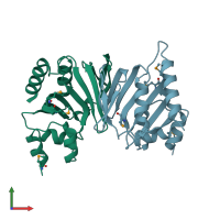 PDB entry 2ph0 coloured by chain, front view.
