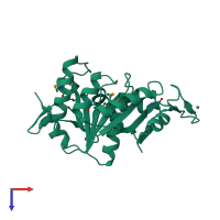 PDB entry 2ph1 coloured by chain, top view.