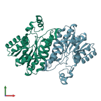 PDB entry 2ph3 coloured by chain, front view.