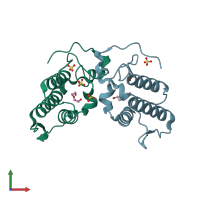 PDB entry 2ph4 coloured by chain, front view.