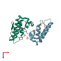 PDB entry 2ph4 coloured by chain, top view.