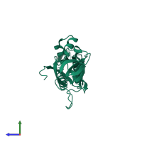 PDB entry 2phc coloured by chain, side view.