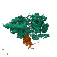 PDB entry 2phg coloured by chain, ensemble of 10 models, front view.