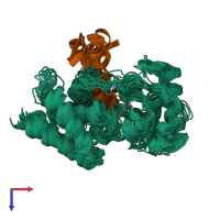 PDB entry 2phg coloured by chain, ensemble of 10 models, top view.