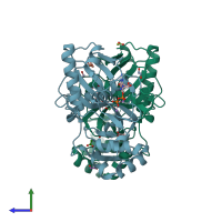PDB entry 2phn coloured by chain, side view.