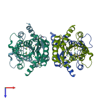 PDB entry 2php coloured by chain, top view.