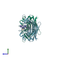 PDB entry 2phx coloured by chain, side view.