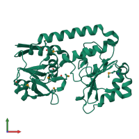 PDB entry 2phz coloured by chain, front view.