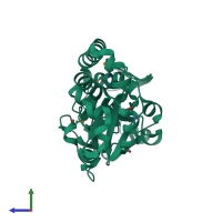 PDB entry 2phz coloured by chain, side view.