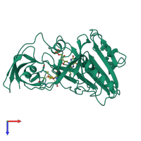 PDB entry 2pia coloured by chain, top view.
