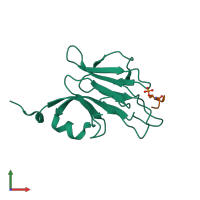 PDB entry 2pie coloured by chain, front view.