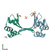 PDB entry 2pij coloured by chain, front view.