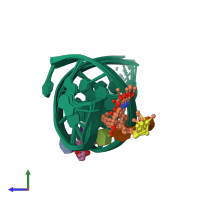 PDB entry 2pik coloured by chain, ensemble of 6 models, side view.