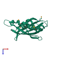 PDB entry 2pim coloured by chain, top view.
