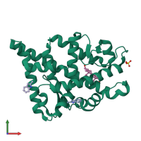 PDB entry 2pio coloured by chain, front view.
