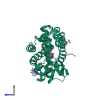 PDB entry 2piq coloured by chain, side view.