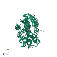 PDB entry 2pir coloured by chain, side view.