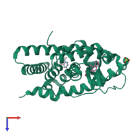 PDB entry 2pir coloured by chain, top view.