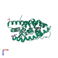 PDB entry 2pit coloured by chain, top view.