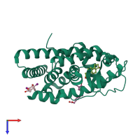 PDB entry 2piu coloured by chain, top view.