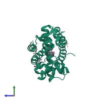 Monomeric assembly 1 of PDB entry 2piv coloured by chemically distinct molecules, side view.
