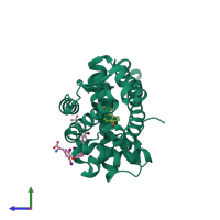 PDB entry 2piw coloured by chain, side view.