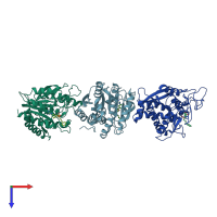 PDB entry 2piz coloured by chain, top view.
