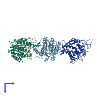 PDB entry 2pja coloured by chain, top view.