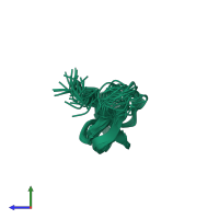 PDB entry 2pjf coloured by chain, ensemble of 20 models, side view.