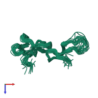 PDB entry 2pjf coloured by chain, ensemble of 20 models, top view.