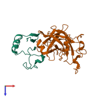 PDB entry 2pjh coloured by chain, top view.