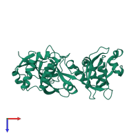 PDB entry 2pjj coloured by chain, top view.