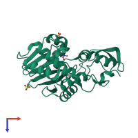 PDB entry 2pjo coloured by chain, top view.