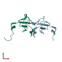 PDB entry 2pk7 coloured by chain, front view.