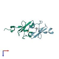 PDB entry 2pk7 coloured by chain, top view.