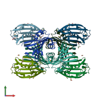 PDB entry 2pkh coloured by chain, front view.