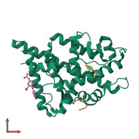 PDB entry 2pkl coloured by chain, front view.