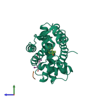 PDB 2pkl coloured by chain and viewed from the side.