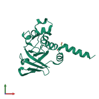 PDB entry 2pkp coloured by chain, front view.