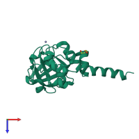 PDB entry 2pkp coloured by chain, top view.